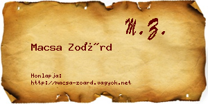 Macsa Zoárd névjegykártya